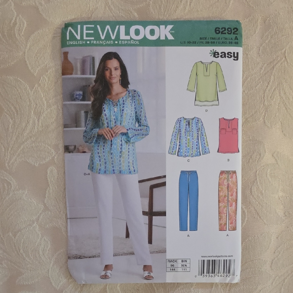 New Look Pattern 6292 - Blue and White Tops & Pants
